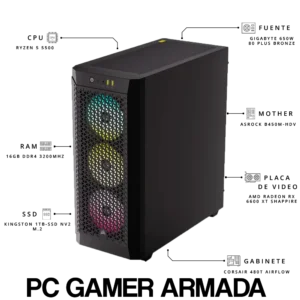 PC GAMER ARMADA – RX 6600XT SHAPPIRE – RYZEN 5500